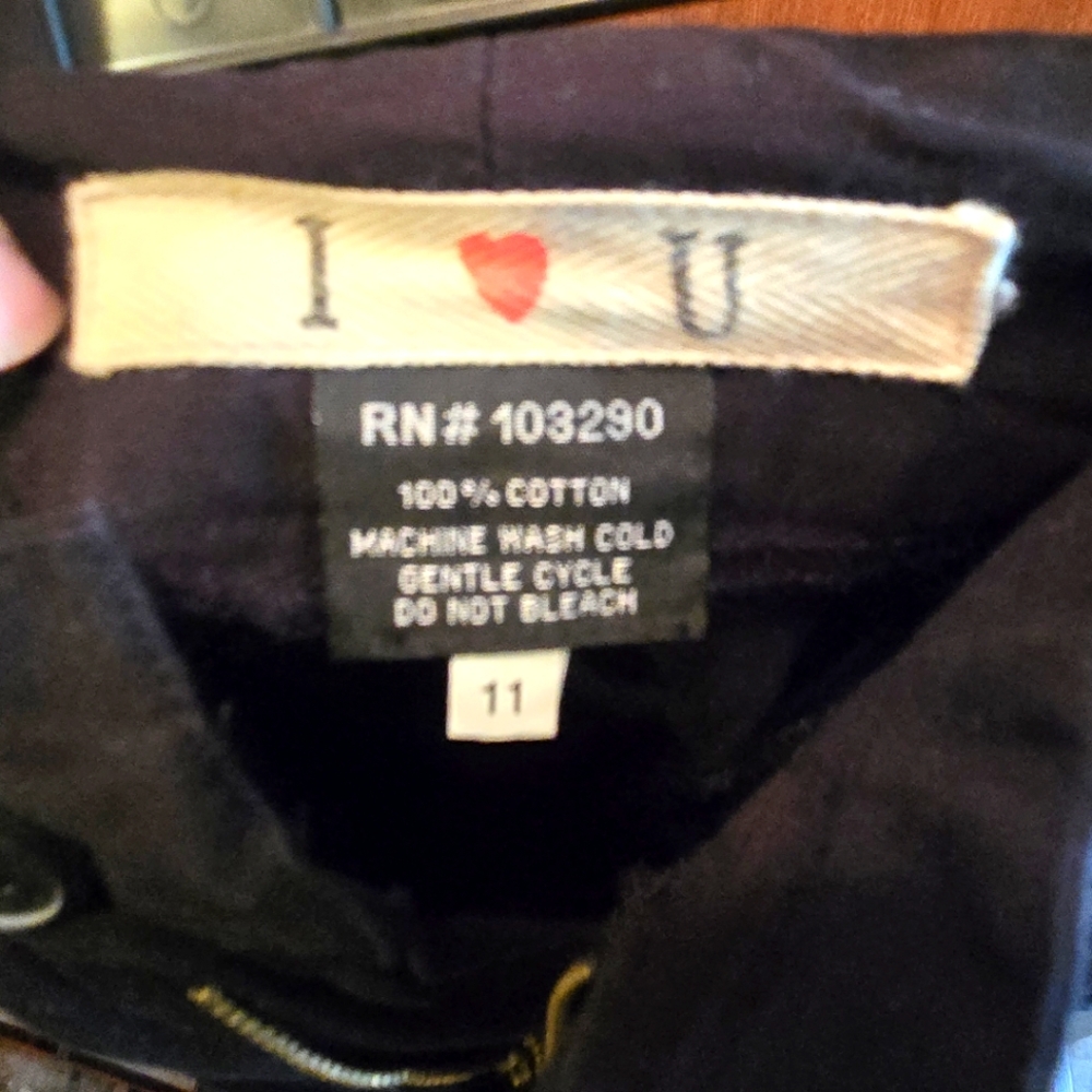 I ♥️ U Black Baggy Cool Lightweight Pocket Detailed Pants Sz11 Jr - Picture 8 of 8